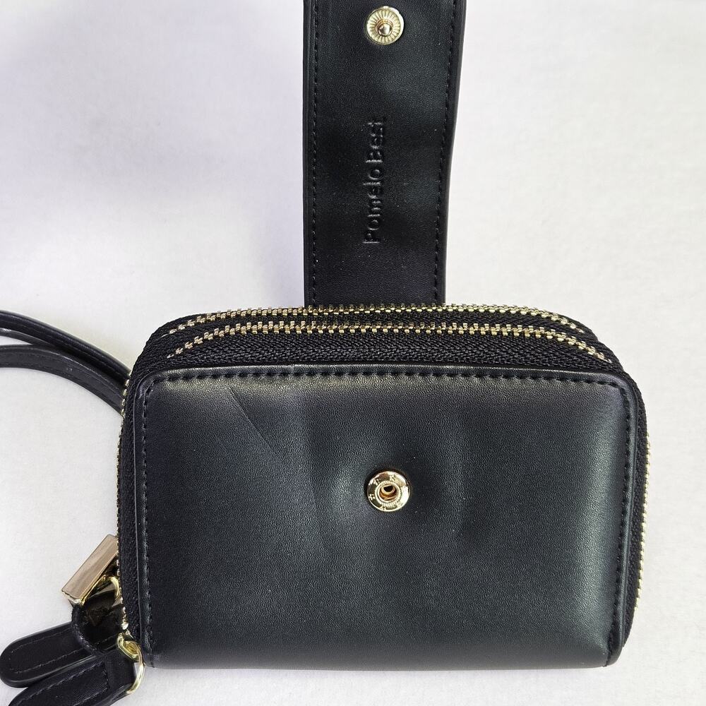 Women Bee Wallet Black Pomelo Best Gold Zip Around Wrist Strap Faux Leather RFID - Picture 11 of 16